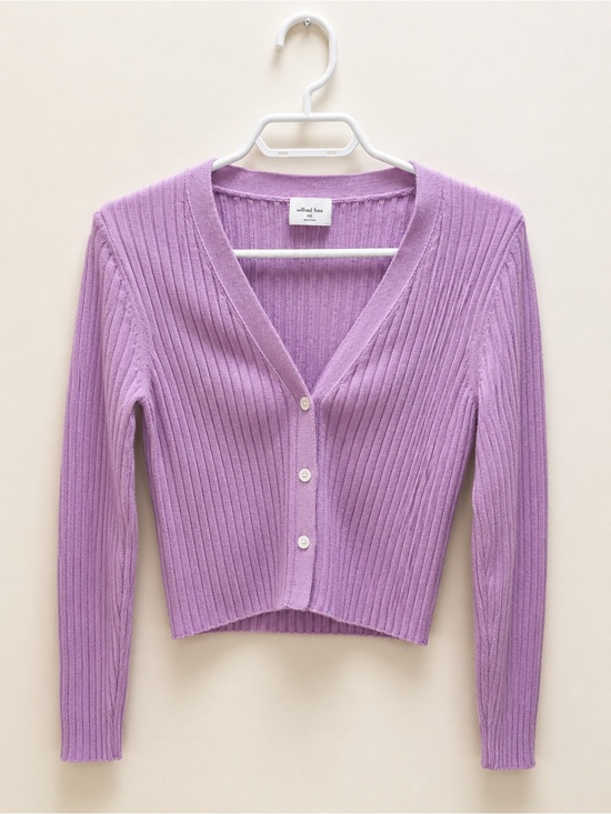 Aritzia Sweaters - Aritzia Lilac Ribbed V-Neck Button Cardigan